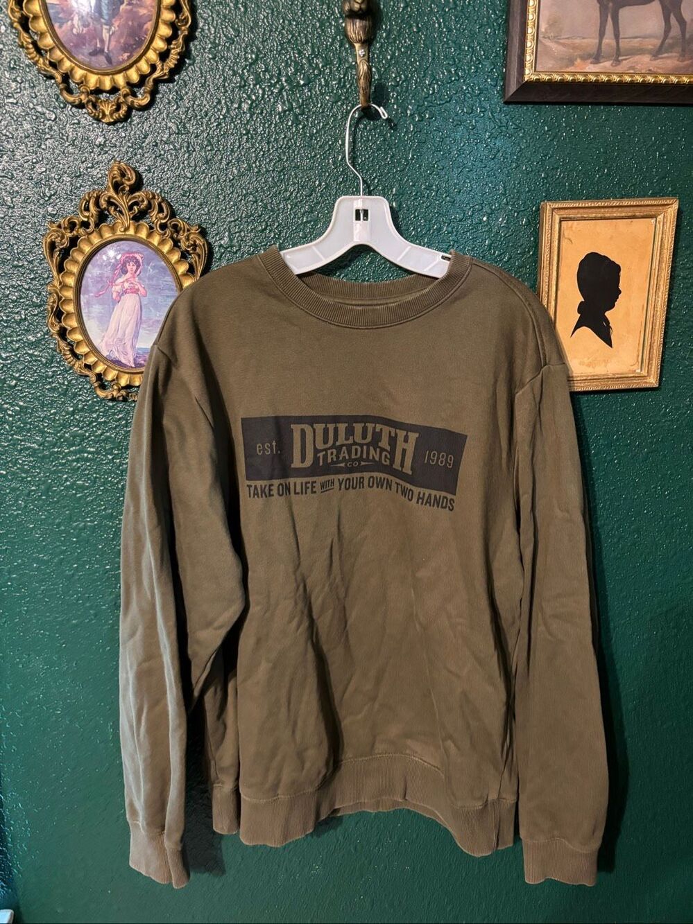 Duluth Green Crewneck Sweater Sz Large  Mens